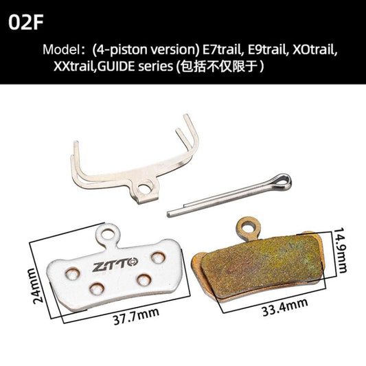 2pairs ZTTO Bicycle Metal Sintered Cable Mountain Road Bike Electrical Scooter Disc Brake Linings, Style: 02F - Bicycle Brake Parts by ZTTO | Online Shopping UK | buy2fix