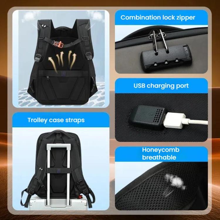 Wiersaam WY1350 Men Anti-Theft Business Backpack Laptop Bag For Travel With Password Lock(Space Gray) - Backpack by wiersaam | Online Shopping UK | buy2fix