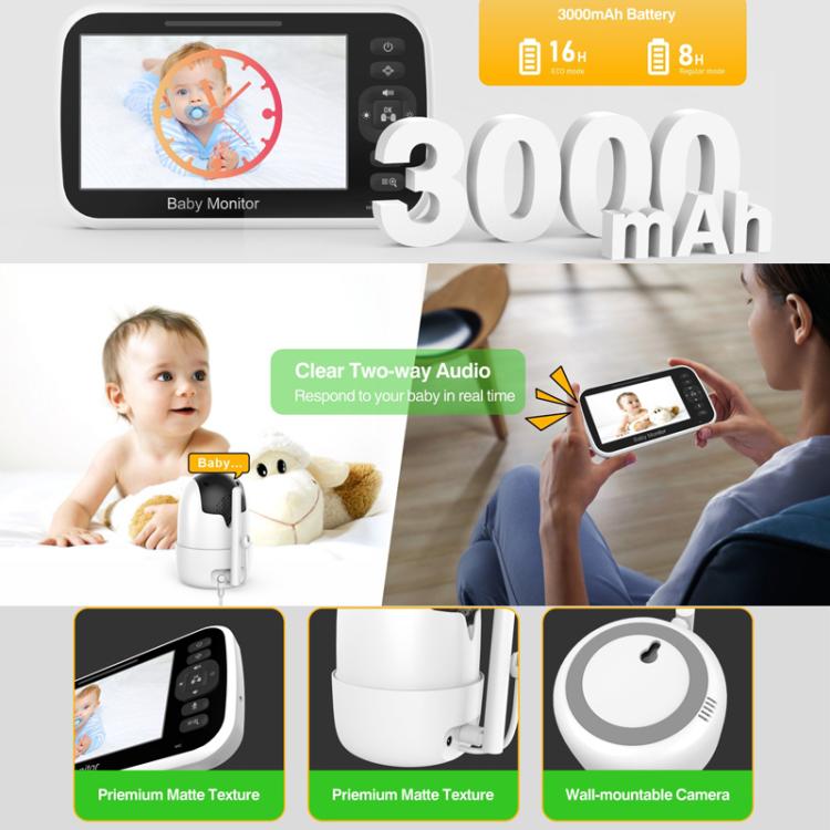 5 inch LCD Screen Auto Night Vision Baby Monitor AU Plug - Baby Monitor by buy2fix | Online Shopping UK | buy2fix