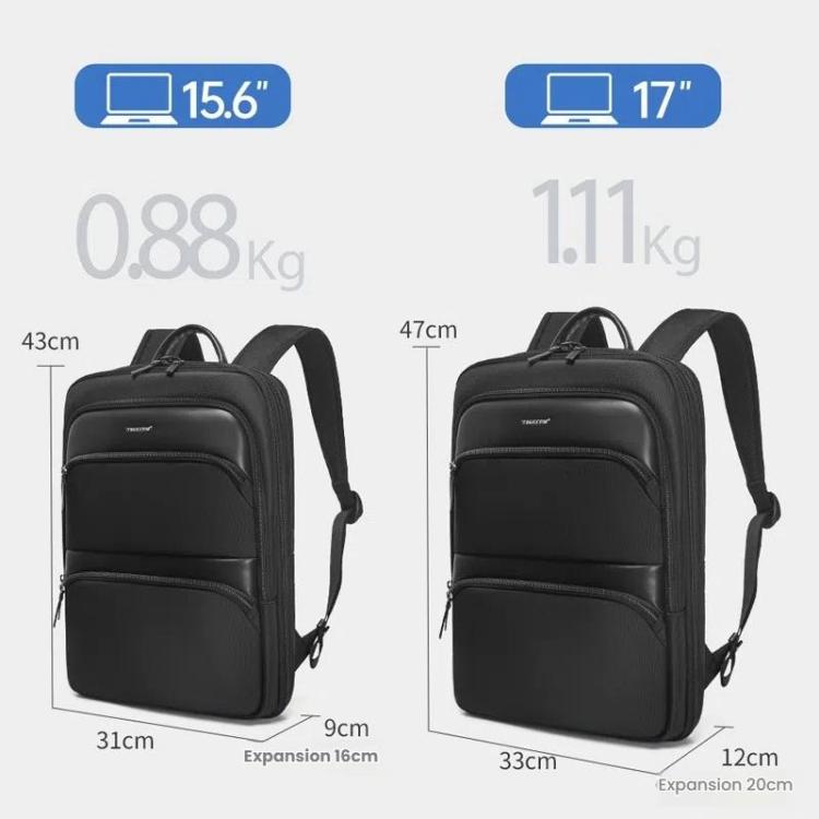Tigernu T-B9121 17 Inch Men Expandable Waterproof Lightweight Laptop Backpack With Floating Zipper - Backpack by Tigernu | Online Shopping UK | buy2fix