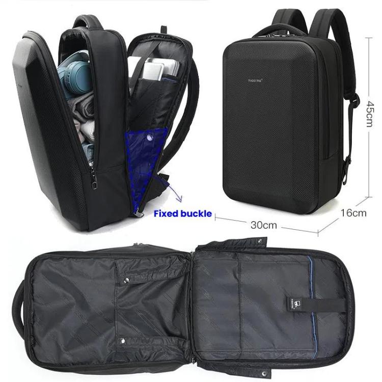 Tigernu T-B9152A 15.6-inch Men Hardshell Waterproof Backpack with Dry/Wet Separated Compartment & Air-Cushioned Shockproof Laptop Sleeve(Black) - Backpack by Tigernu | Online Shopping UK | buy2fix