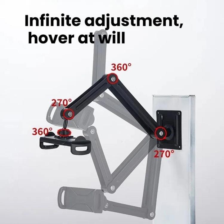Long Arm Articulated Wall Mount Tablet Holder Adjustable Phone Mount with Detachable Base(Black) - Shower & Wall Mounts by buy2fix | Online Shopping UK | buy2fix