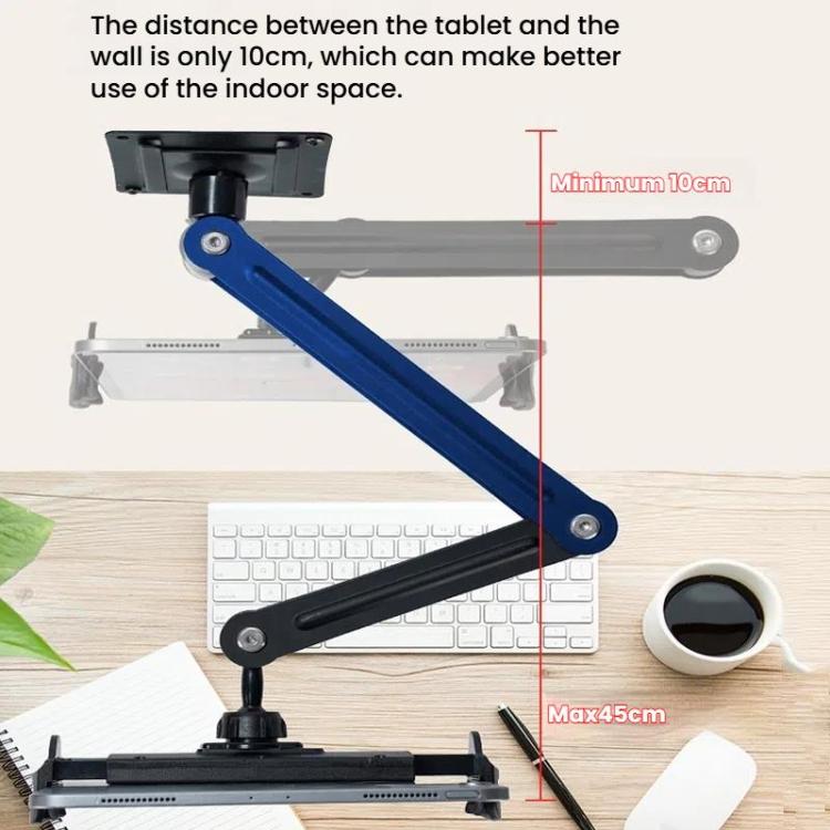 Long Arm Articulated Wall Mount Tablet Holder Adjustable Phone Mount with Detachable Base(Black) - Shower & Wall Mounts by buy2fix | Online Shopping UK | buy2fix