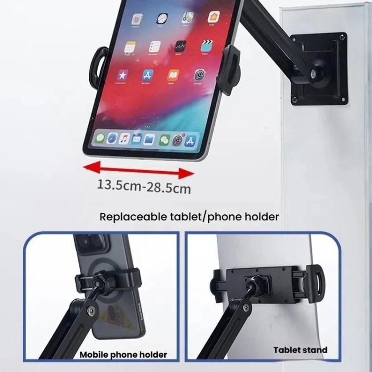 Long Arm Articulated Wall Mount Tablet Holder Adjustable Phone Mount with Detachable Base(Black) - Shower & Wall Mounts by buy2fix | Online Shopping UK | buy2fix