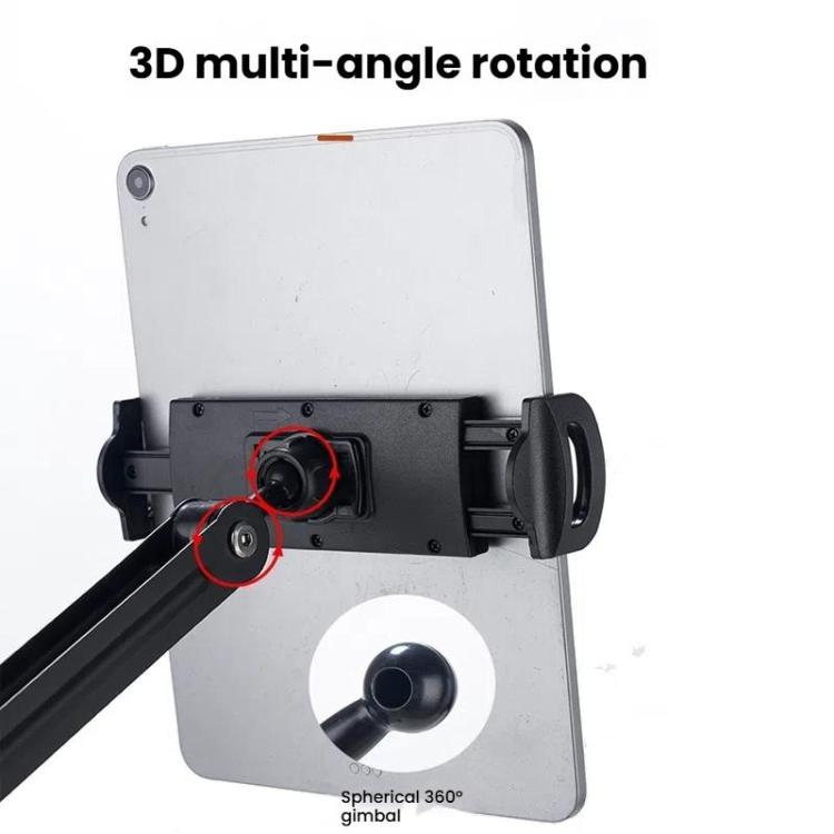 Long Arm Articulated Wall Mount Tablet Holder Adjustable Phone Mount with Detachable Base(Black) - Shower & Wall Mounts by buy2fix | Online Shopping UK | buy2fix