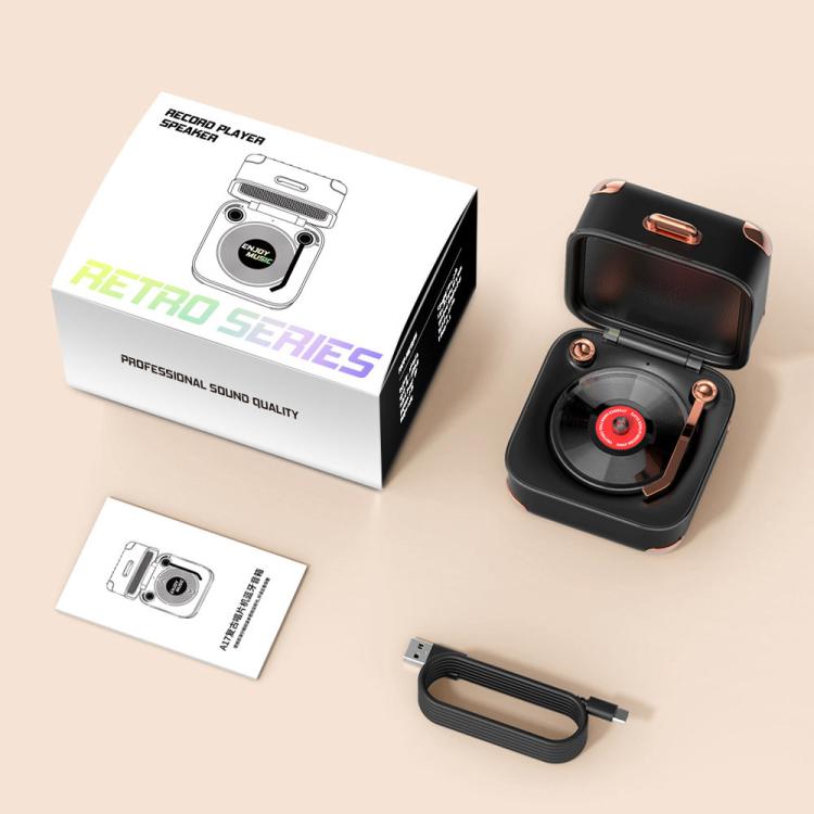 AVWOO A17 Mini Colorful Light Retro Gramophone Bluetooth Speaker(Black) - Mini Speaker by AVWOO | Online Shopping UK | buy2fix