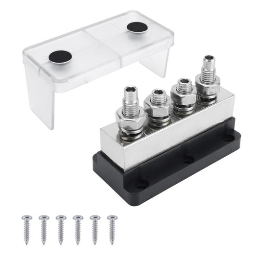 600A RV Yacht Copper Bolt 4 Stud Heavy Duty Busbar Terminal, Color: Red+Black - Fuse by buy2fix | Online Shopping UK | buy2fix