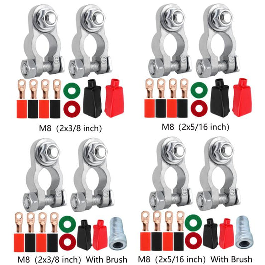 M8 RV Yacht Battery Zinc Alloy Battery Terminal Wiring Clip, Specification: 2x5/16 inch With Brush - Booster Cable & Clip by buy2fix | Online Shopping UK | buy2fix