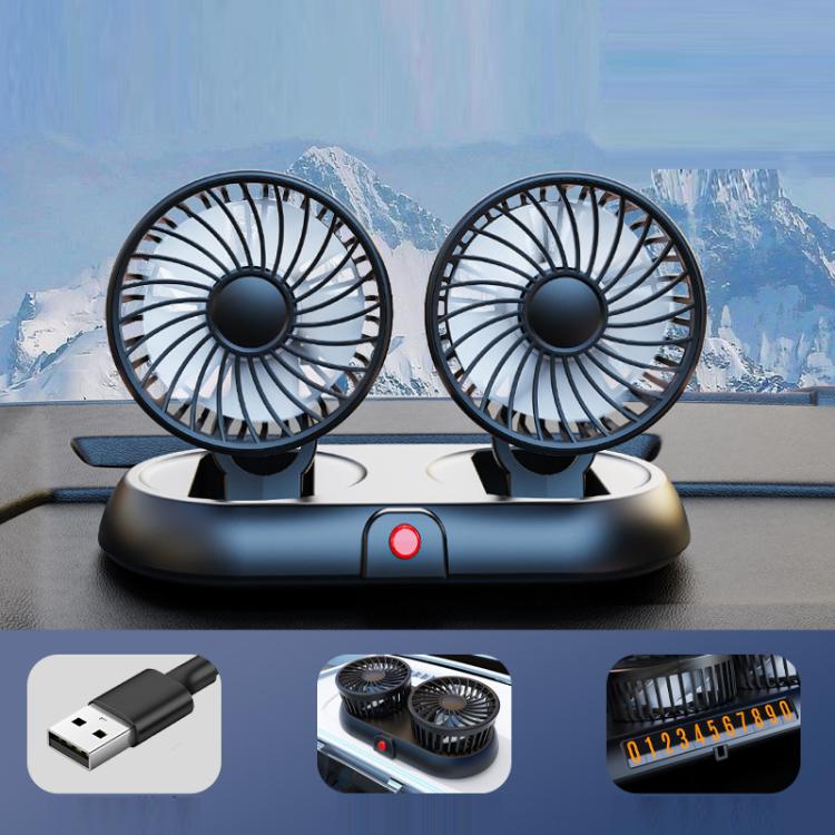 Car Two Head Adjustable Foldable Multifunctional High-Wind Fan(White 5V USB) - Heating & Fans by buy2fix | Online Shopping UK | buy2fix