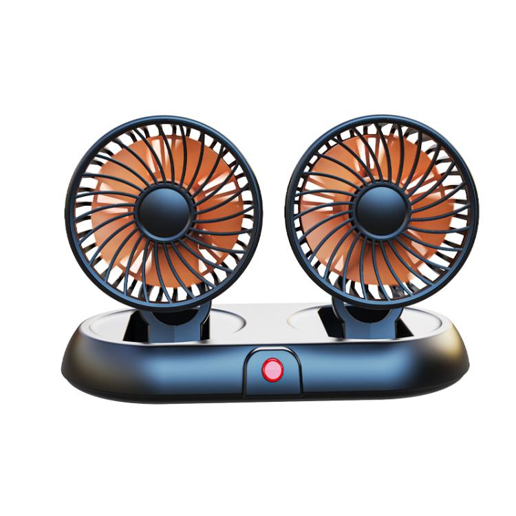 Car Two Head Adjustable Foldable Multifunctional High-Wind Fan(Orange 12V Cigarette Lighter) - Heating & Fans by buy2fix | Online Shopping UK | buy2fix