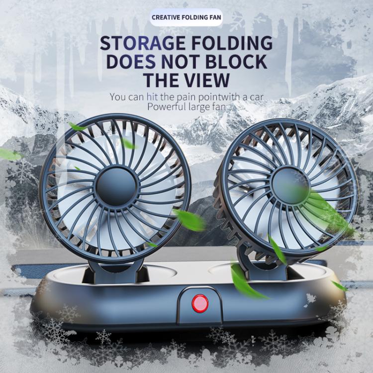 Car Two Head Adjustable Foldable Multifunctional High-Wind Fan(White 5V USB) - Heating & Fans by buy2fix | Online Shopping UK | buy2fix