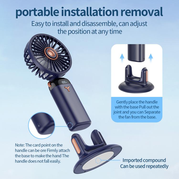 360-Degree Rotation Foldable Handheld Desk Fan Wall Mounted Rechargeable Portable Mini Fan(White) - Electric Fans by buy2fix | Online Shopping UK | buy2fix