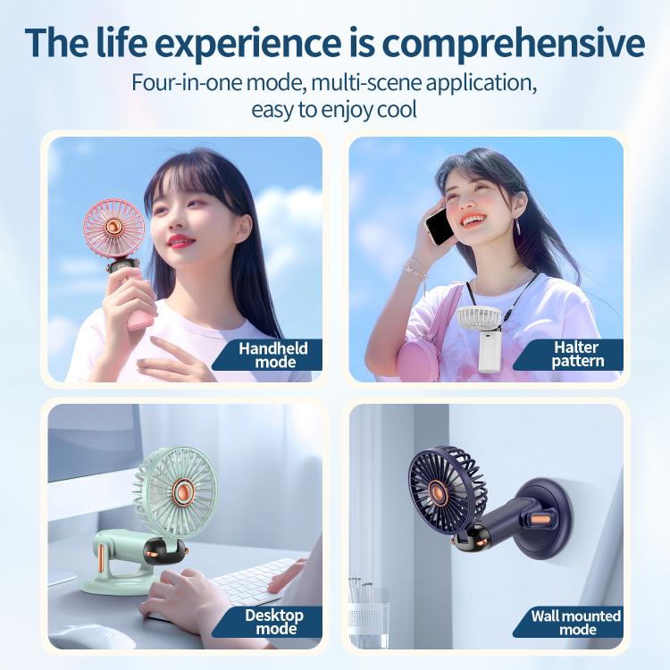 360-Degree Rotation Foldable Handheld Desk Fan Wall Mounted Rechargeable Portable Mini Fan(White) - Electric Fans by buy2fix | Online Shopping UK | buy2fix