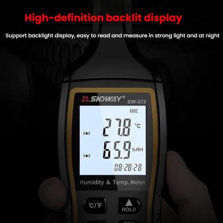 SNDWAY SW-572 Handheld Digital Temperature Humidity Meter High Sensitivity Temperature Humidity Meter - PH & Moisture Meter by SNDWAY | Online Shopping UK | buy2fix