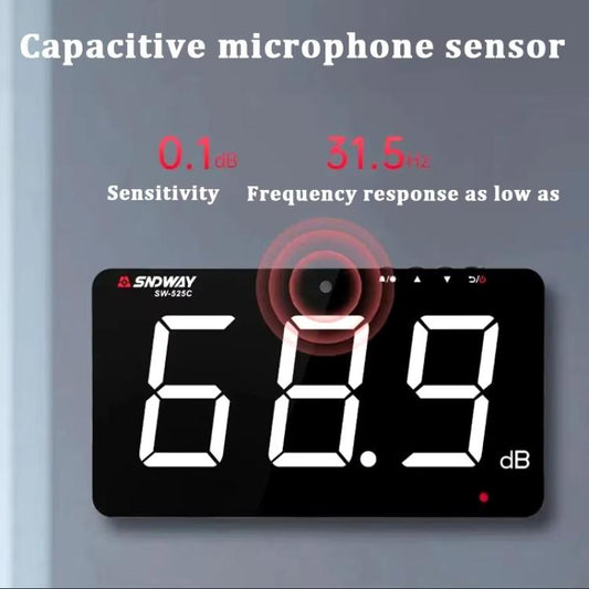 SNDWAY SW-525D 9.6 inch Wall Mounted Decibel Meter Large Screen Environmental Noise Monitor - Light & Sound Meter by SNDWAY | Online Shopping UK | buy2fix