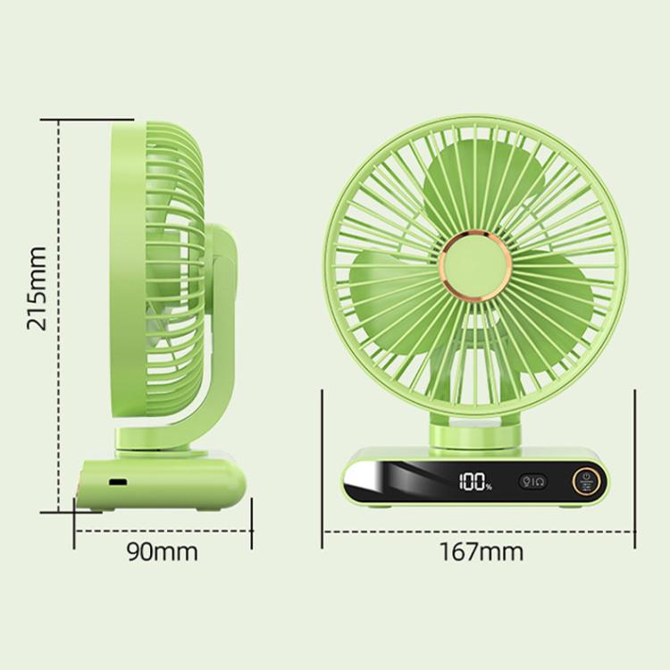 F6 LED Smart Digital Display 5-speed Wind Speed Desktop Night Light Fan, Color: Shaking Head Green - Electric Fans by buy2fix | Online Shopping UK | buy2fix
