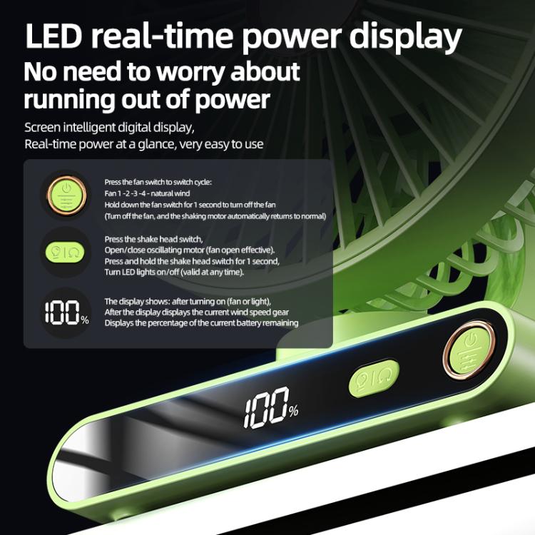 F6 LED Smart Digital Display 5-speed Wind Speed Desktop Night Light Fan, Color: Basic Green - Electric Fans by buy2fix | Online Shopping UK | buy2fix