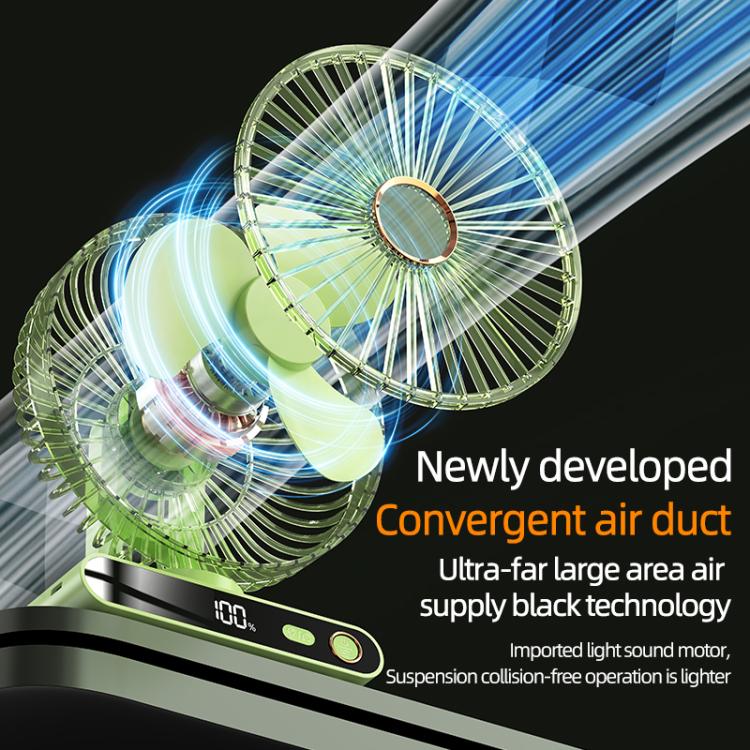F6 LED Smart Digital Display 5-speed Wind Speed Desktop Night Light Fan, Color: Shaking Head Green - Electric Fans by buy2fix | Online Shopping UK | buy2fix