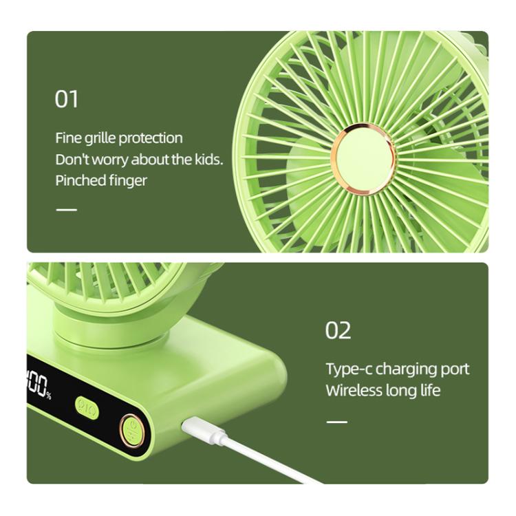 F6 LED Smart Digital Display 5-speed Wind Speed Desktop Night Light Fan, Color: Basic Green - Electric Fans by buy2fix | Online Shopping UK | buy2fix
