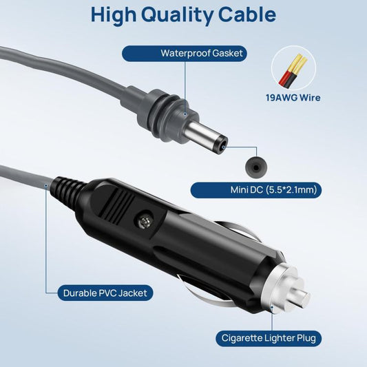 EDUP EP-SK0101 2m Mini Car Charger Cigarette Lighter To DC5.5 x 2.1mm Car Waterproof Power Cable - Cigar Socket by EDUP | Online Shopping UK | buy2fix