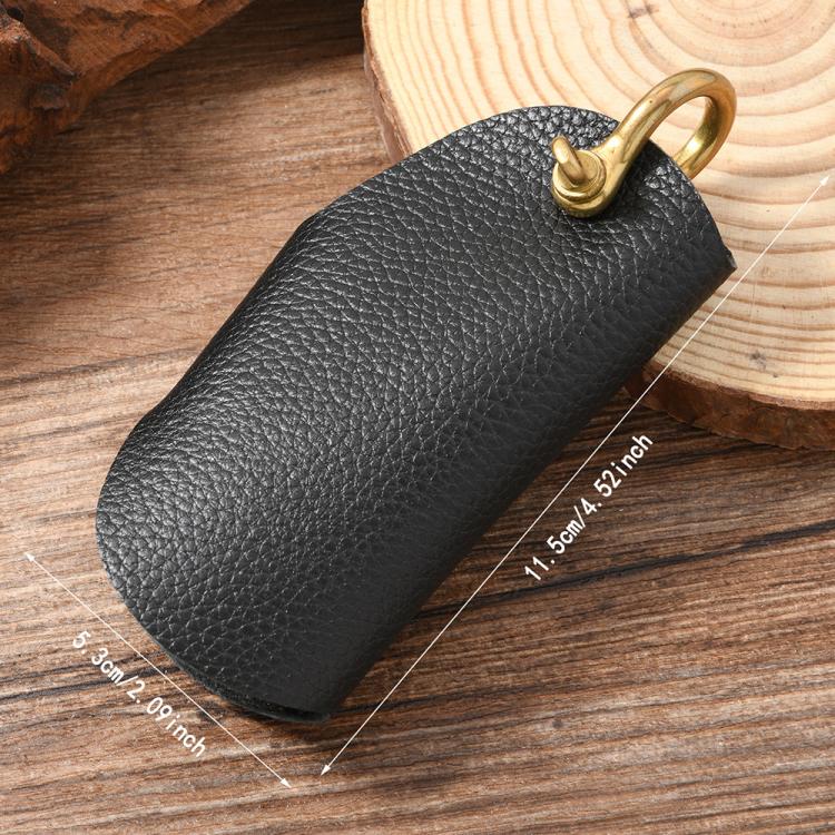 Vintage Pebbled Leather Key Holder - Genuine Leather Keychain Organizer with Belt Clip Car Key Accessories(Black) - Key Rings by buy2fix | Online Shopping UK | buy2fix