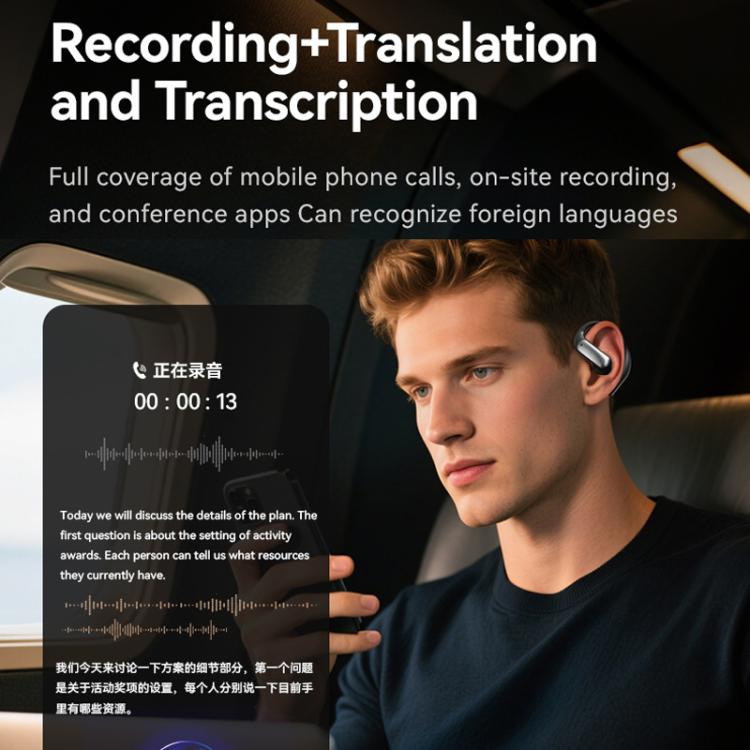 M127 AI Smart Translation Bluetooth Earphones(Silver Gray) - by buy2fix | Online Shopping UK | buy2fix
