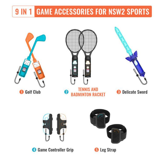 JYS JYS-NS2281 For Nintendo Switch 2 Sports 9 In 1 Gaming Sports Kit Left And Right Grip Accessories - Gamepads by JYS | Online Shopping UK | buy2fix