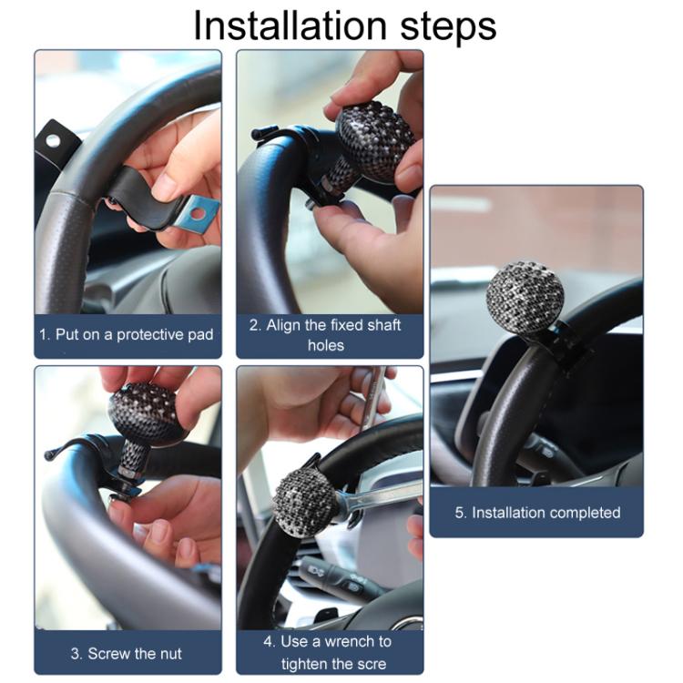 Car Steering Wheel Booster Non-Slip One-Handed Turning Assistant Ball, Style: Carbon Fiber Pattern-Massage Model - Steering Wheel Accessories by buy2fix | Online Shopping UK | buy2fix