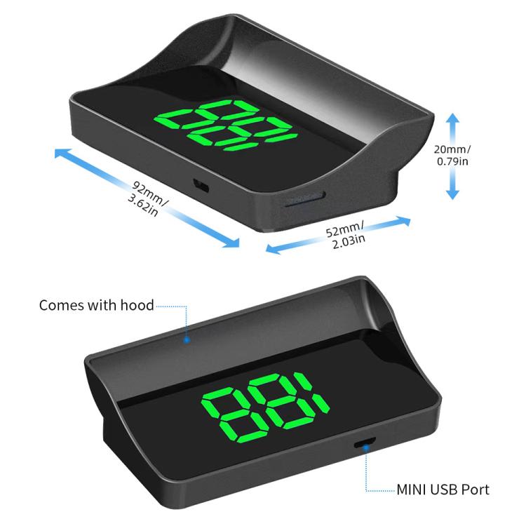 W1 Car HUD Head-up Display GPS Speedometer Speed Display, Spec: MPH(White) - Head Up Display System by buy2fix | Online Shopping UK | buy2fix