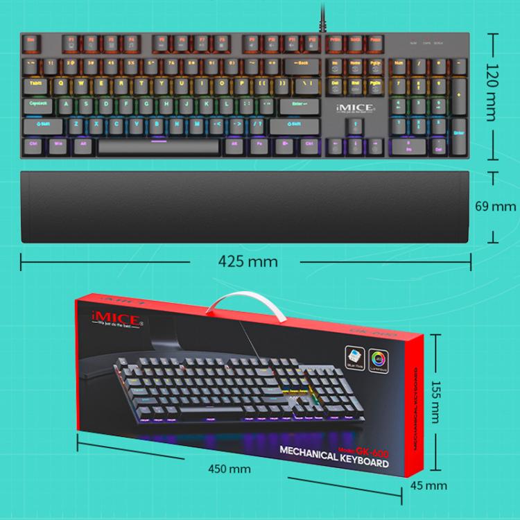 iMICE GK-600 With Hand Rest USB Wired RGB Mechanical Metal Gaming Keyboard - Wired Keyboard by iMICE | Online Shopping UK | buy2fix