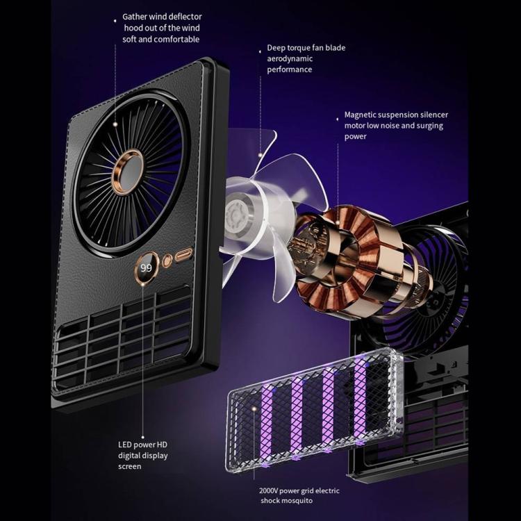 2-in-1 Household Electric Fan Mosquito Killer Lamp LED Digita lDesktop Fan, Color: 3000mAh Black - Electric Fans by buy2fix | Online Shopping UK | buy2fix