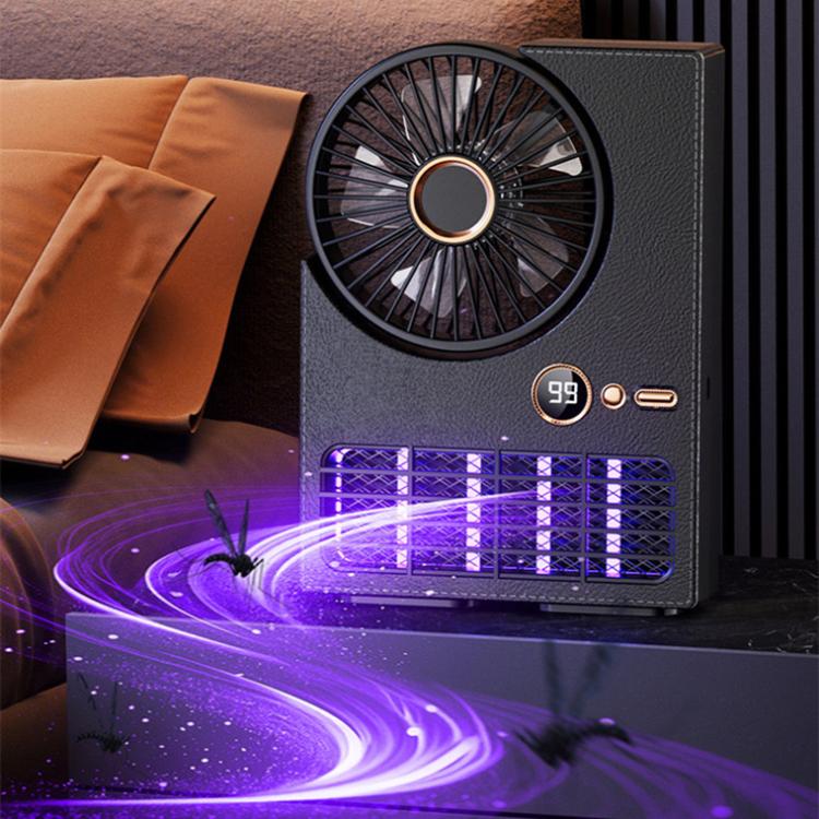 2-in-1 Household Electric Fan Mosquito Killer Lamp LED Digita lDesktop Fan, Color: 3000mAh Black - Electric Fans by buy2fix | Online Shopping UK | buy2fix