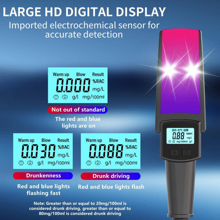 HD Digital Display Blow-type Alcohol Tester with Flashing Emergency Light(803) - Breath Alcohol Tester by buy2fix | Online Shopping UK | buy2fix