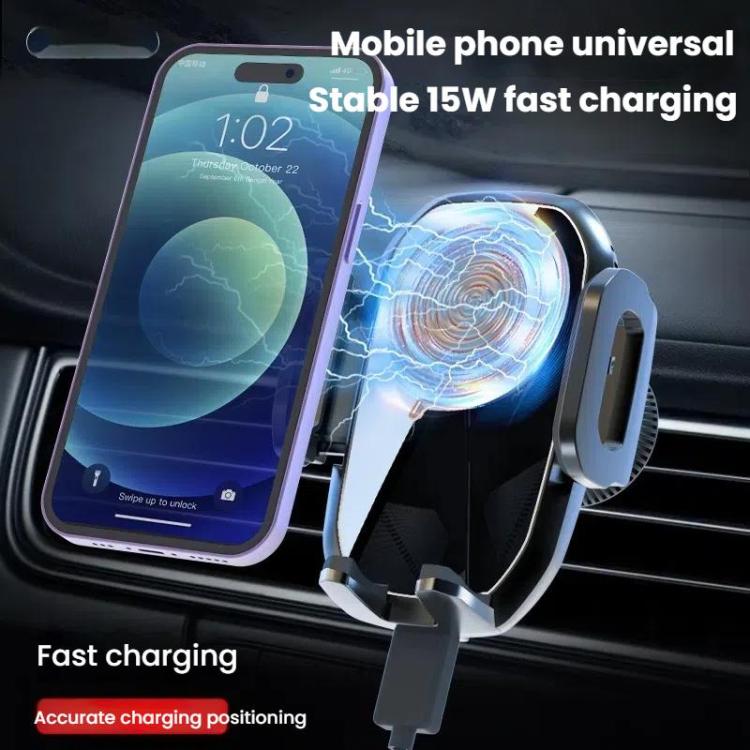 15W Wireless Induction Snap-on Charging Car Air Outlet Phone Holder, Color: Black - Wireless Charger Holders by buy2fix | Online Shopping UK | buy2fix