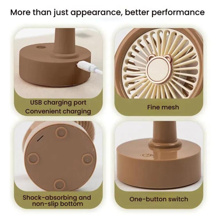 Student USB Small Desktop Fan Replaceable Animal Ears Multi-Speed Lithium Battery Mute Fan, Color: Beige Bear - Electric Fans by buy2fix | Online Shopping UK | buy2fix
