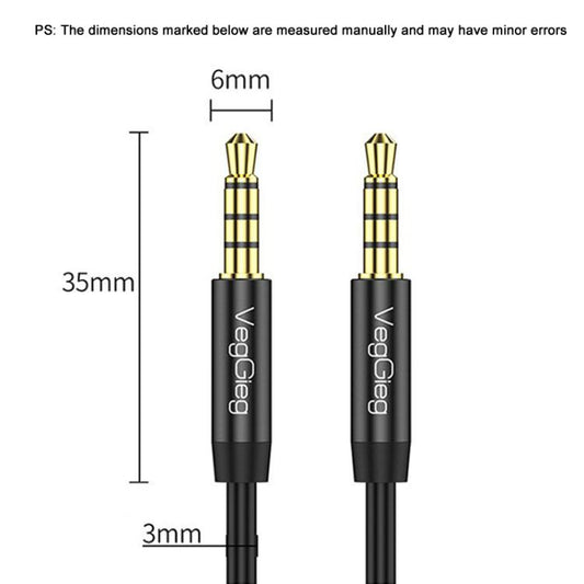VegGieg 3.5mm Male To Male Aux Audio Cable Phone Computer Car Earphone Listening Audio Connection Cable, Length: 1m(Black) - Microphone Audio Cable & Connector by VegGieg | Online Shopping UK | buy2fix