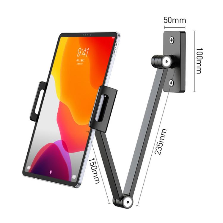 For 4.7-12.9inch Cell Phone Tablet PC Universal Bracket Base 360 Rotation Foldable Wall Mounted Support Holder Clip(Dark Gray) - Shower & Wall Mounts by buy2fix | Online Shopping UK | buy2fix