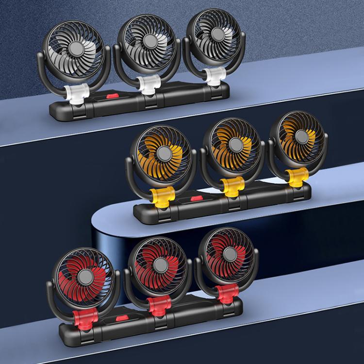 F4505 Car Triple-Head Rotatable Fan Auto 3-Way Folding Fan, Style: Cigarette Lighter Port 24V - Heating & Fans by buy2fix | Online Shopping UK | buy2fix
