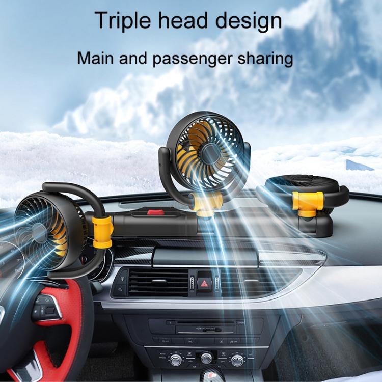 F4505 Car Triple-Head Rotatable Fan Auto 3-Way Folding Fan, Style: USB Port 5V - Heating & Fans by buy2fix | Online Shopping UK | buy2fix