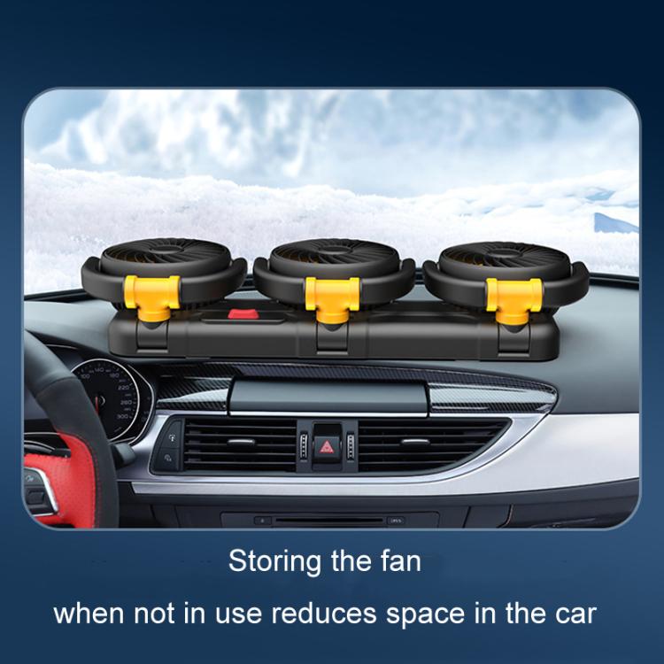F4505 Car Triple-Head Rotatable Fan Auto 3-Way Folding Fan, Style: Cigarette Lighter Port 24V - Heating & Fans by buy2fix | Online Shopping UK | buy2fix