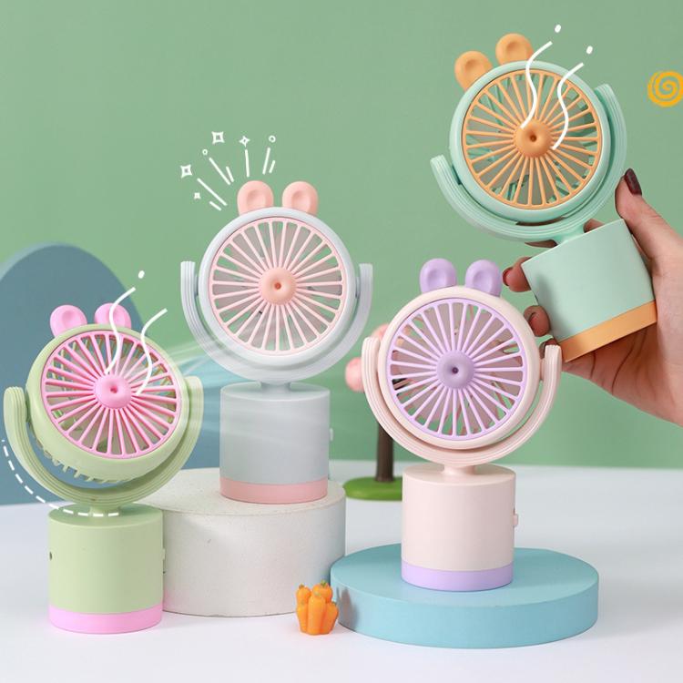 Cartoon Rabbit Desktop Fan USB Charging Handheld Fan Up And Down Adjustable Wind Direction(Pink) - Electric Fans by buy2fix | Online Shopping UK | buy2fix