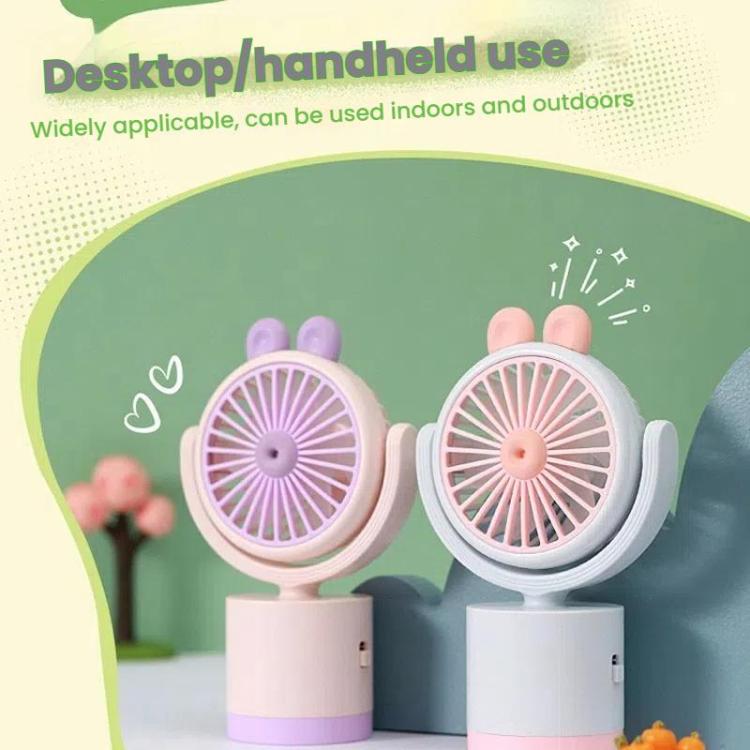 Cartoon Rabbit Desktop Fan USB Charging Handheld Fan Up And Down Adjustable Wind Direction(Pink) - Electric Fans by buy2fix | Online Shopping UK | buy2fix