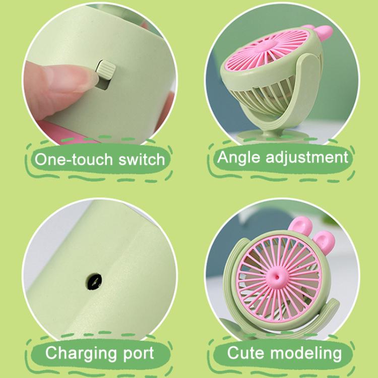 Cartoon Rabbit Desktop Fan USB Charging Handheld Fan Up And Down Adjustable Wind Direction(Pink) - Electric Fans by buy2fix | Online Shopping UK | buy2fix