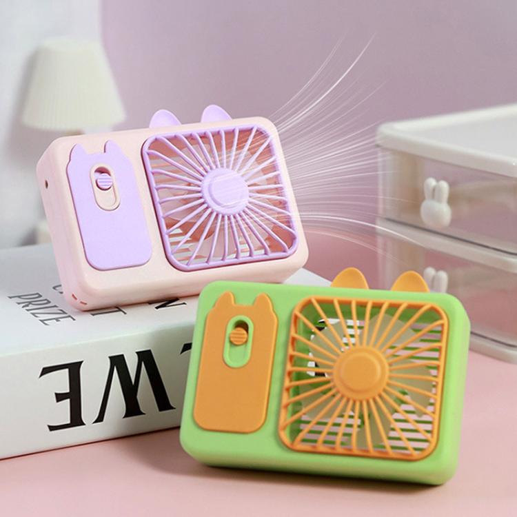Cute Cartoon Kitten Camera Handheld Large Wind Rechargeable Fan With Stand Desktop Fan(Pink) - Electric Fans by buy2fix | Online Shopping UK | buy2fix