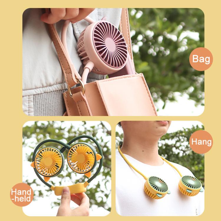 Outdoor Folding Mini Neck Fan Portable USB Rechargeable Summer Gift Fan, Color: Bear Gray White - Electric Fans by buy2fix | Online Shopping UK | buy2fix