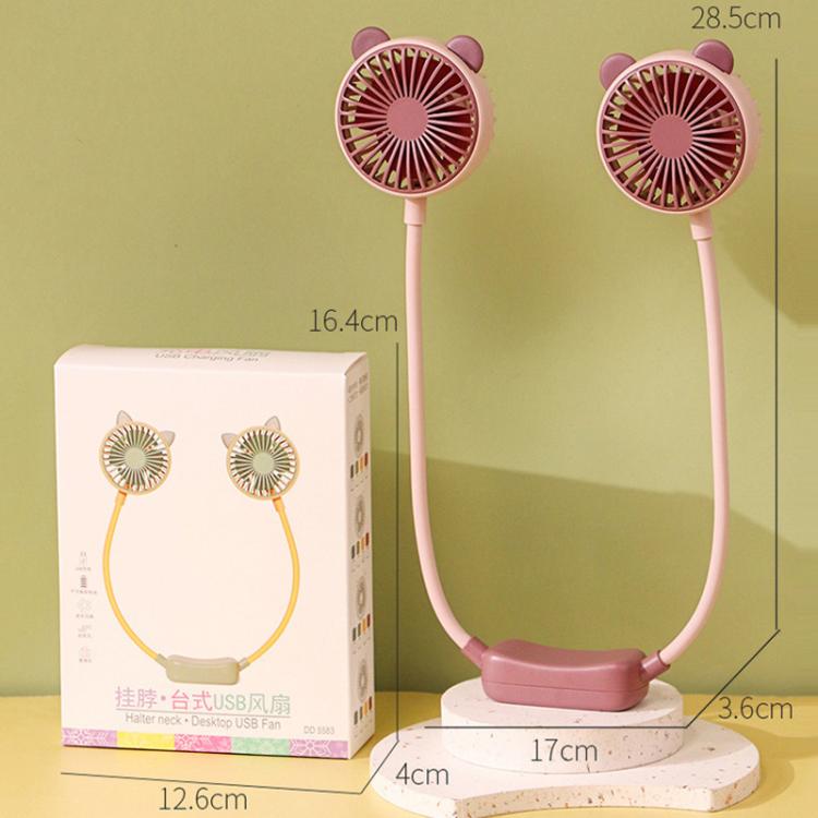 Outdoor Folding Mini Neck Fan Portable USB Rechargeable Summer Gift Fan, Color: Bear Gray White - Electric Fans by buy2fix | Online Shopping UK | buy2fix