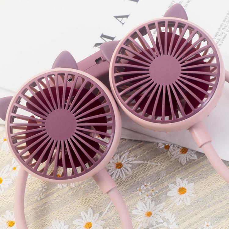 Outdoor Folding Mini Neck Fan Portable USB Rechargeable Summer Gift Fan, Color: Bear Gray White - Electric Fans by buy2fix | Online Shopping UK | buy2fix