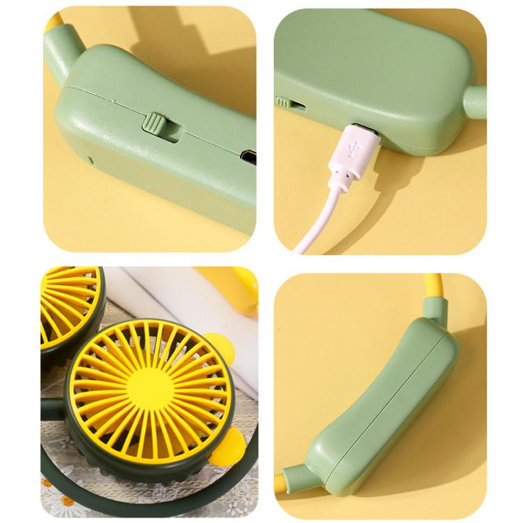 Outdoor Folding Mini Neck Fan Portable USB Rechargeable Summer Gift Fan, Color: Bear Gray White - Electric Fans by buy2fix | Online Shopping UK | buy2fix