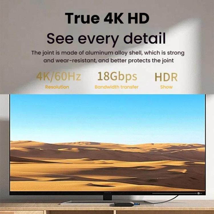 VegGieg V2.0 4K60Hz TV Set-Top Box Computer Monitor Projection HDMI Video Connection Cable, Size: 1.5m(Black) - Cable by VegGieg | Online Shopping UK | buy2fix