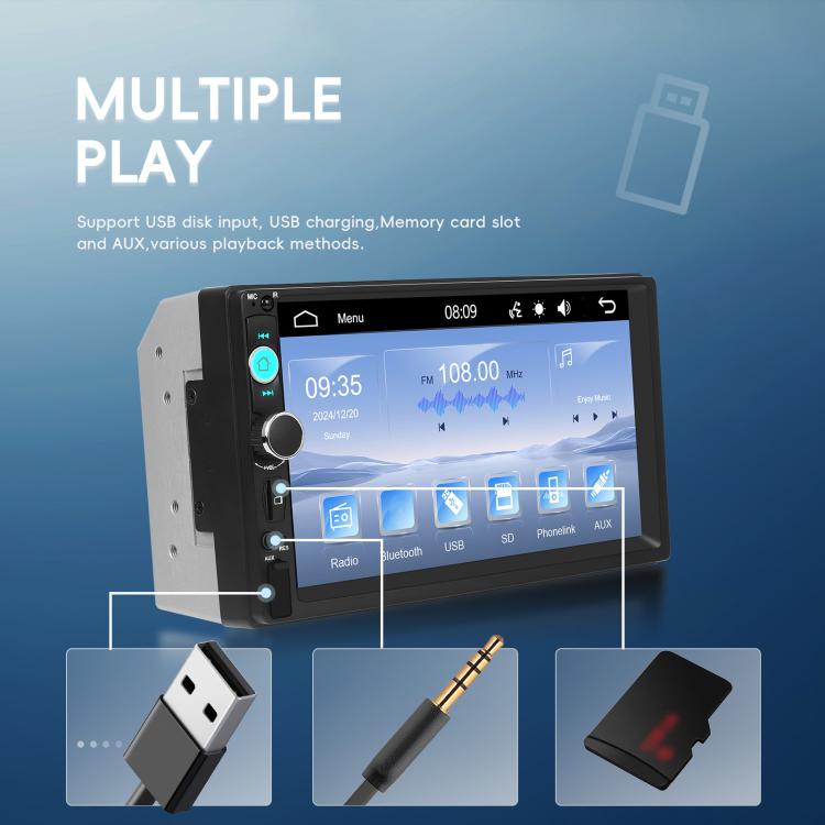 7 Inch Wired Carplay Dual Butt MP5 Player Bluetooth Big Screen Car Center Control, Spec: Standard - Car MP3 & MP4 & MP5 by buy2fix | Online Shopping UK | buy2fix